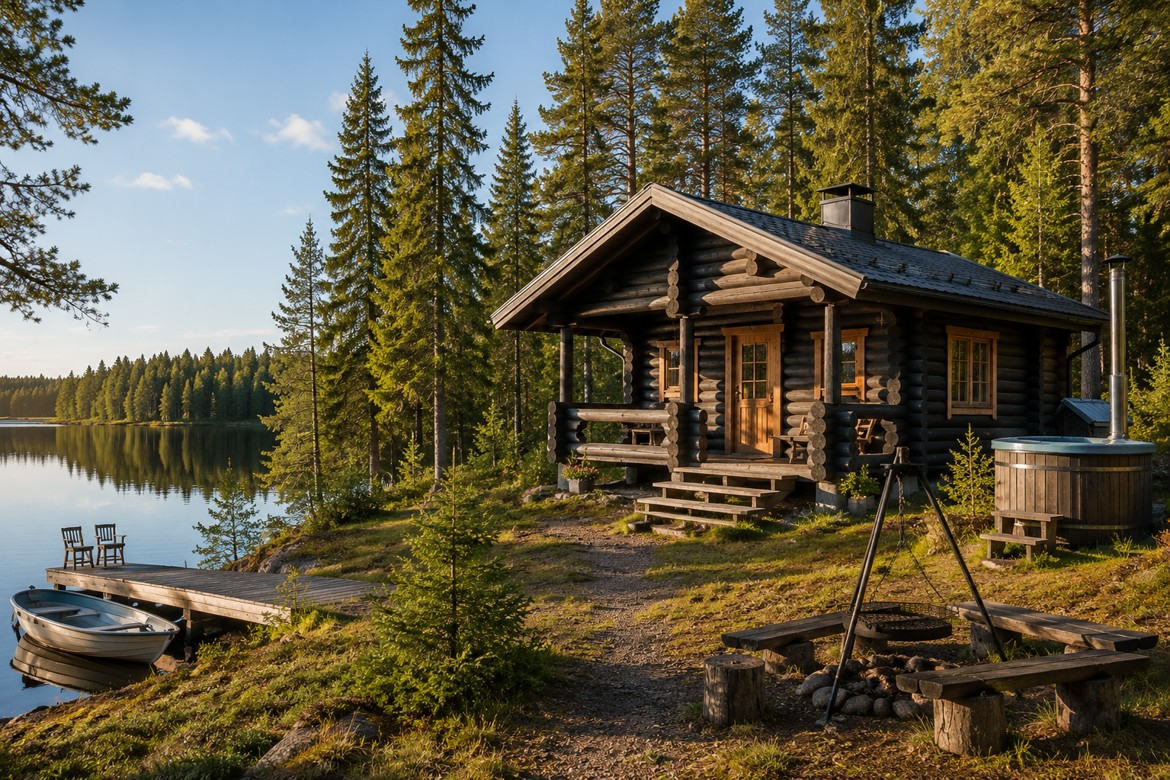 Kuusimetsän erämökki